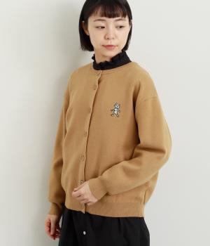 マフラーねこ刺しゅうニットカーディガン