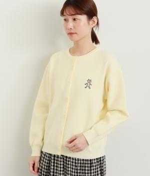 マフラーねこ刺しゅうニットカーディガン(アイボリー-F)