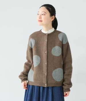 ドットジャカードニットカーディガン(ブラウン-F)