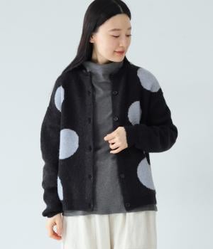 ドットジャカードニットカーディガン(クロ-F)