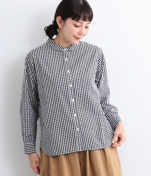 コットンラウンドカラーシャツ