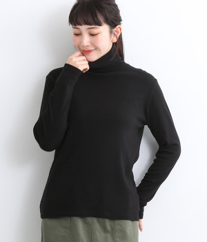 コットンフライス無地タートルネックT