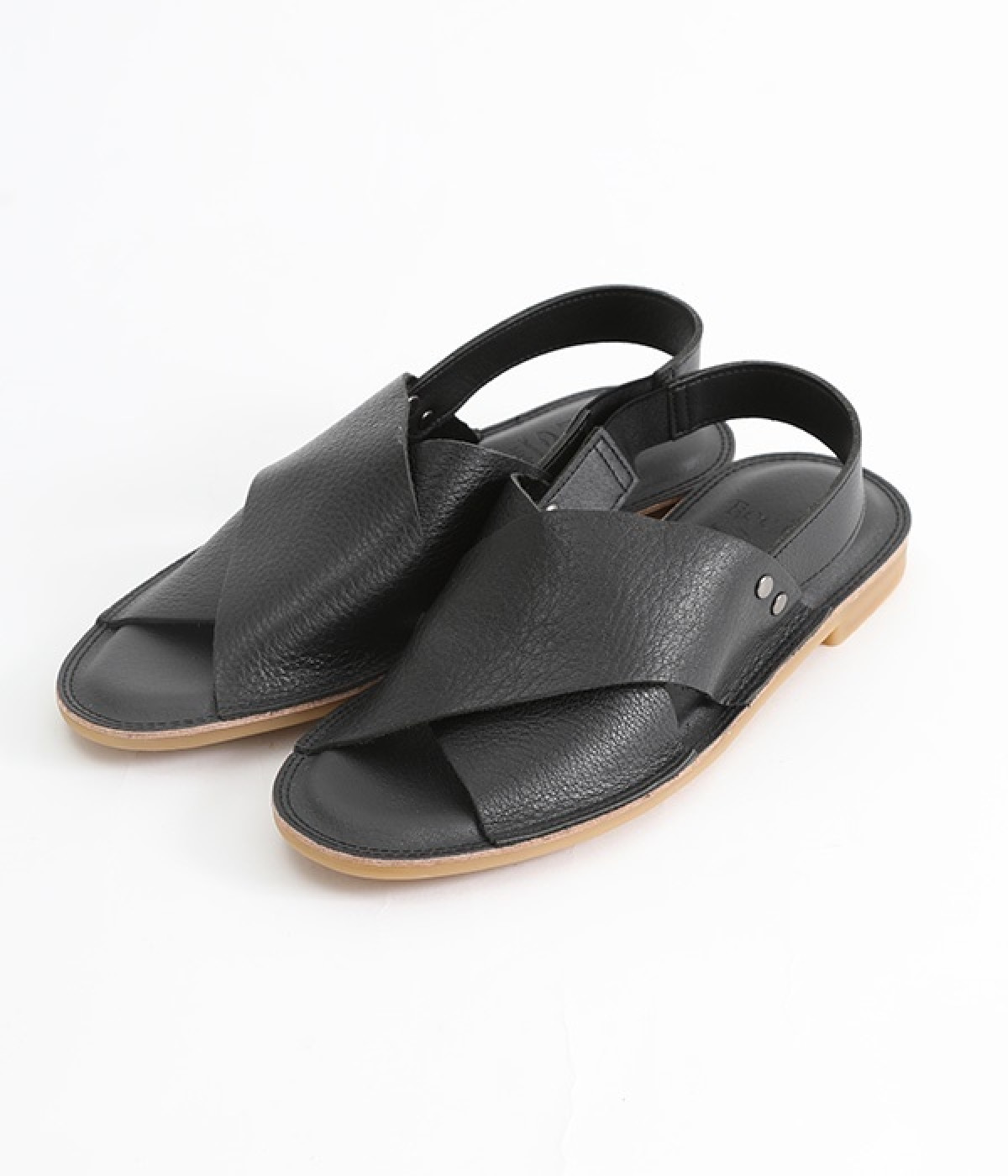 ステッチ　サンダル　ブラック　M クロスアウトステッチサンダル（Recipe）の商品詳細