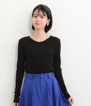 【Cion】コットンロングスリーブカットソー(ブラック-ONESIZE)