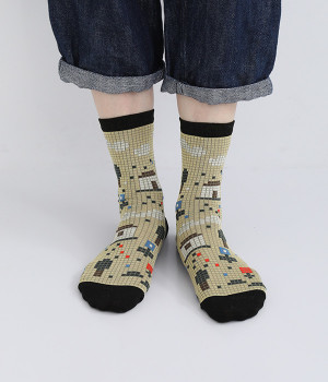 モザイクソックス(ブラック-ONESIZE)