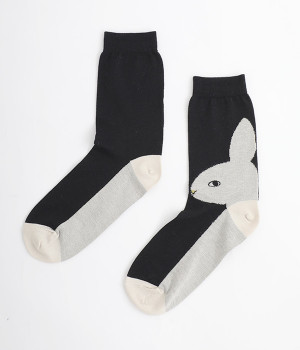 うさぎソックス(ブラック-ONESIZE)