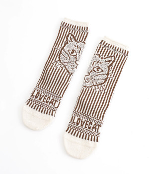 アイラブキャットソックス(ブラウン-ONESIZE)