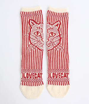 アイラブキャットソックス(レッド-F)