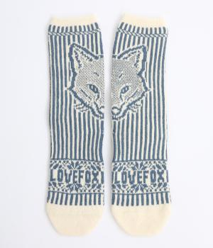 アイラブフォックスソックス(ブルーグレー-F)