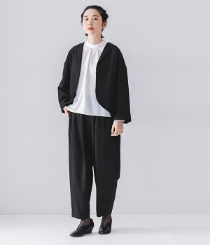 別注｜3点セット(ジャケット・ブラウス・パンツ)(ブラック/ホワイト-ONESIZE-【コラボ】)