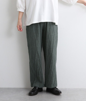 遠州灘コットンリネン ストレートパンツ(スミクロ-ONESIZE)