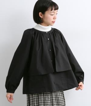 コットンツイルラスターエアーフローギャザーレイヤーブルゾン(ネイビー-F)