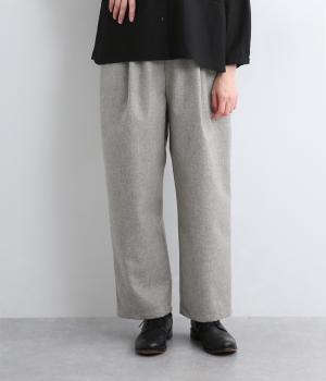 リサイクルウールウォッシャブルタックテーパードパンツ