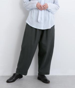 コットンコージーライトクロスリラックステーパードパンツ(ブラック-F)