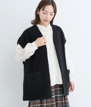 リサイクルウールライトパイルベスト(ブラック-F)