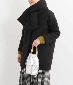 レザー　巾着バッグ(シルバー-ONESIZE)