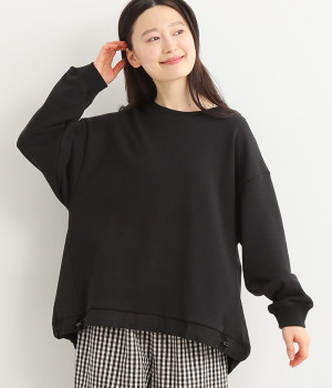 コットンAZUMA裏毛コーマウェザー異素材ドロストプルオーバー