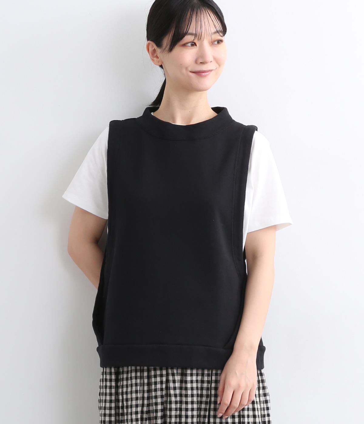 コットンセントラル裏毛カシュクール風ベスト(ブラック-ONESIZE)