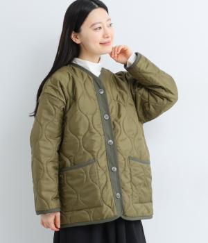 ミリタリーキルトキルティングジャケット(カーキ-F)