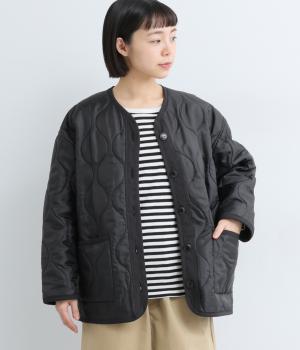 ミリタリーキルトキルティングジャケット(ブラック-F)