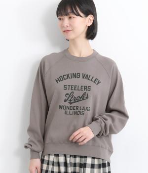 コットンハニカムメッシュラグランプリントプルオーバー