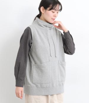 コットンセントラル裏毛ハイネック裏毛ベスト(グレー-F)