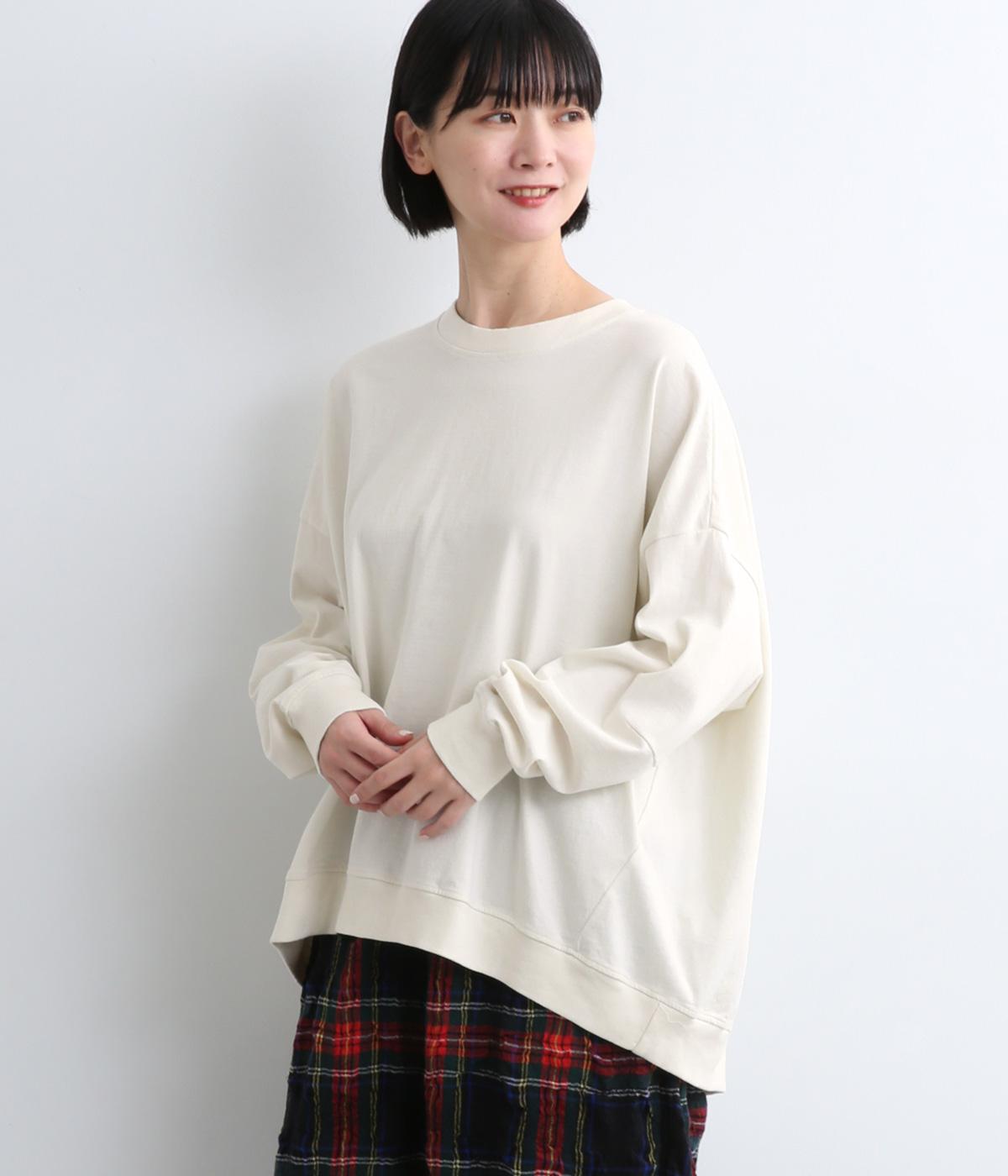 コットンアメリカンドライ天竺バックスリットプルオーバー(アイボリー-F)