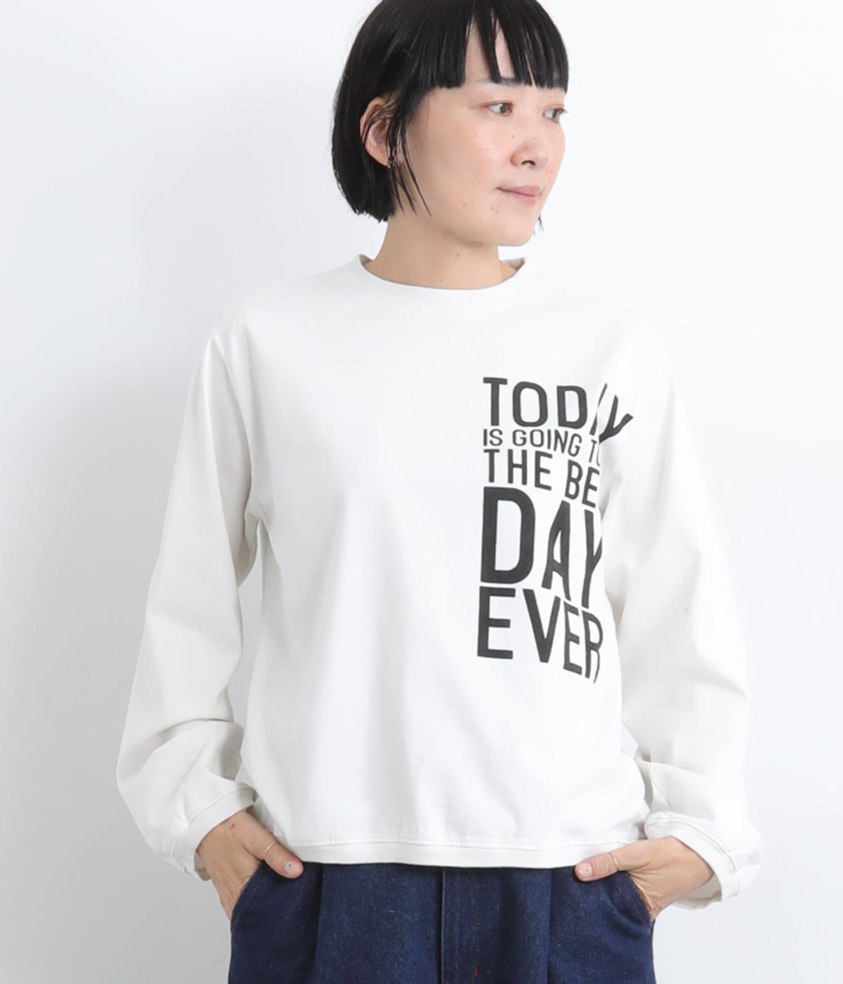 コットン天竺長袖プリントプルオーバー(ミスト-F)