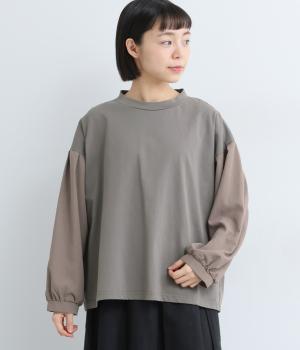 コットンファンクショナル天竺タックスリーブプルオーバー(チャコール-F)