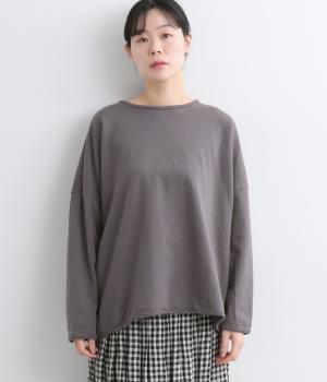 コットンコーマミニ裏毛カットオフプルオーバー(チャコール-F)