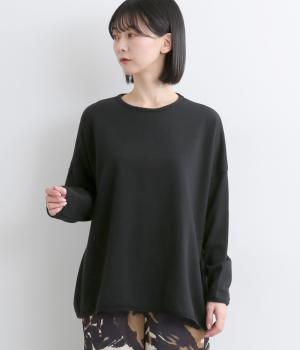 コットンコーマミニ裏毛カットオフプルオーバー(ブラック-F)