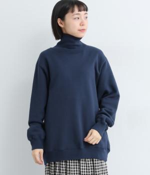 コットン裏毛サイドパネルリブプルオーバー(ネイビー-F)