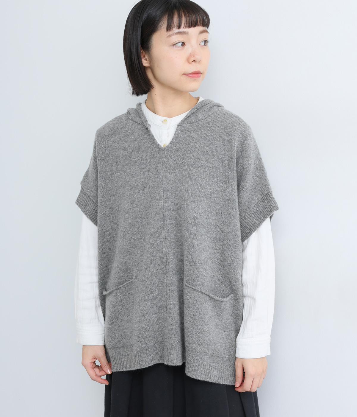 タスマニアウールスラッシュポケットフーディプルオーバー(グレー-F)