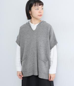 タスマニアウールスラッシュポケットフーディプルオーバー(グレー-F)