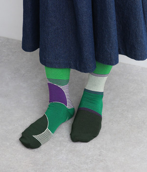 オーロラ　シルキーコットンソックス(カラー1-M)