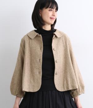 コットンツイード襟2WAYバルーン袖ジャケット