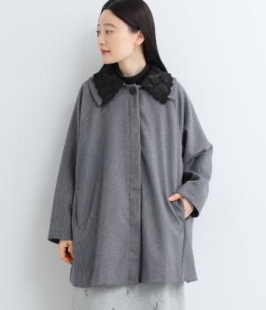 シャギーレース襟コート
