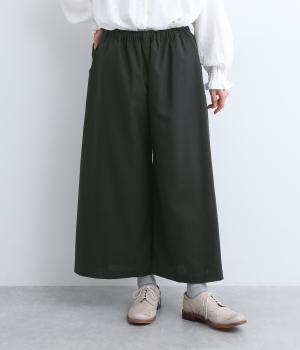 レーヨンリネンキュロットパンツ(チャコールグレー-ONESIZE)