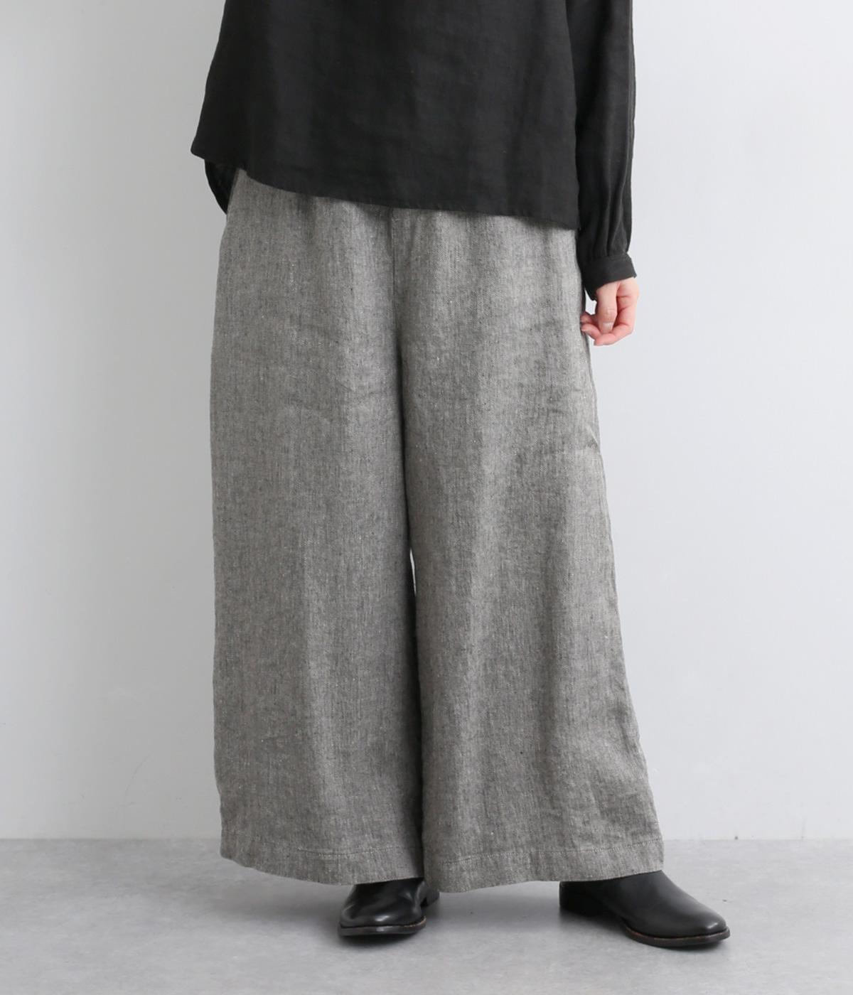 リネン綾ストレートパンツ(グレー-F)