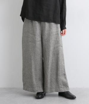 リネン綾ストレートパンツ(グレー-F)