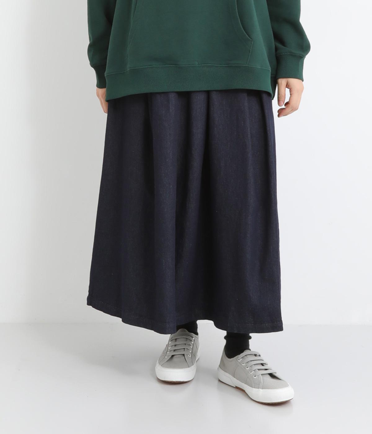 コットンデニムタックスカート(ネイビー-F)
