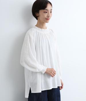 スラブガーゼ袖刺繍ラグランプルオーバー