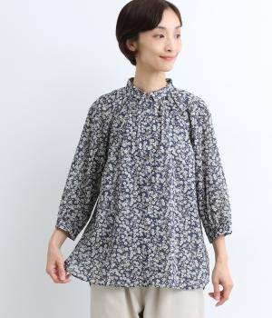 小花プリントギャザーブラウス