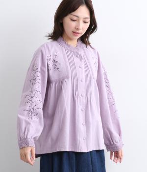 コットン起毛刺繍入りブラウス