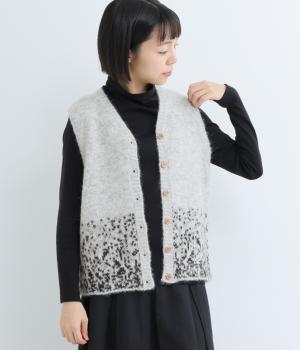 アルパカ混Vネックベスト(ライトグレー-F)