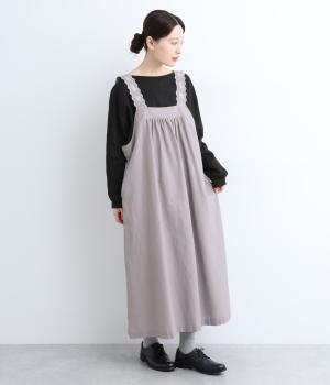 コットンリネン刺繍入りジャンパースカート