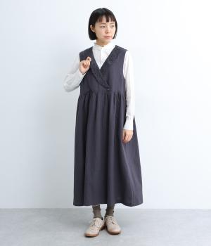 コットンリネンレースカラージャンパースカート