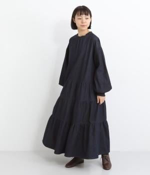 コットンデニムティアードワンピース