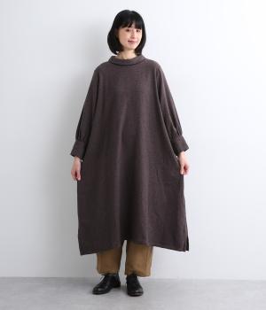 ツイードターンカラーワンピース(ボルドー-F)