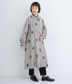 フロッキープリントフリルワンピース